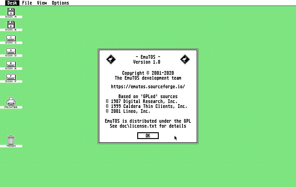 EmuTOS — Free operating system for Atari ST, and more, https://emutos.sourceforge.io/ EmuTOS — Free operating system for Atari ST, and more, https://emutos.sourceforge.io/