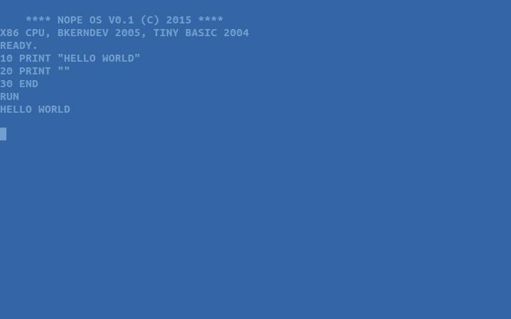 Hello World, Copyright (c) 2021 L. Kristofer Berggren. All rights reserved.; By Source, Fair use, https://github.com/d99kris/nopeos Hello World, Copyright (c) 2021 L. Kristofer Berggren. All rights reserved.; By Source, Fair use, https://github.com/d99kris/nopeos